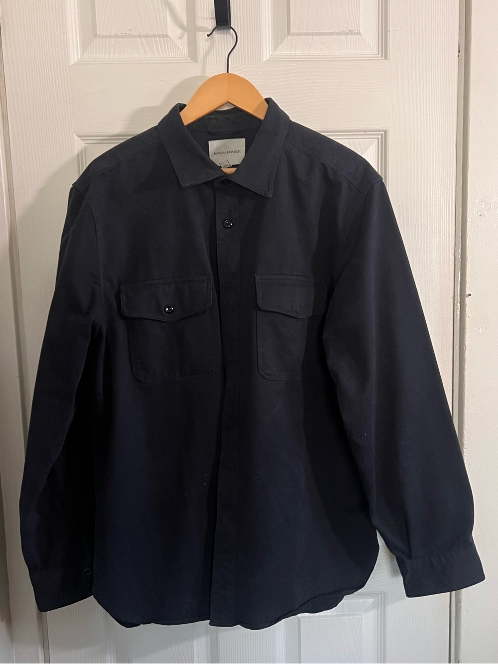Banana Republic Men's Dark Navy Utility Shirt Jacket | 100% Cotton | Large
